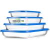 imageNutriChef 8Piece Glass Baking Dish Set with Lids  Stackable Rectangular Bakeware for Lasagna Casserole Meatloaf Leftovers ampamp Storages Oven Freezer ampamp Dishwasher Safe BPA Free lid BlueBlue