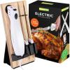 imageNutriChef Electric Carving Turkey Slicer Kitchen Knife  For Thanksgiving  Portable Electrical Food Cutter Knife Set with Carving Blades ampamp Wood Carving Stand  Cuts Meat Bread Cheese ampamp Fruit