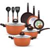 imageNutriChef Metallic Ridge Line Nonstick Cooking Kitchen Cookware Pots and Pan Set with with Lids and Utensils 12 Piece Set GrayAssorted