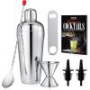 imageNutriChef Mixology Bartender Cocktail Shaker Set  Includes 15 ampamp 30 oz Stainless Steel Shakers 6 Bottle Pourers ampamp More  Essential Martini Making Kit  Drink Mixing Set  15 Piece Cocktail Bar Set7 Piece Set