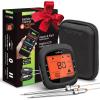 imageNutriChef Smart Bluetooth BBQ Thermometer with Travel Zip Case Upgraded Stainless w 2 Temperature Probes LCD Display Done Alarm Android iPhone Gas Charcoal BBQ Smoker Temp MonitoringBlack 2 Probes  Carry Case