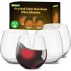 imageNutriChef Stemless Wine Glasses Set of 2 15 Oz Crystal Clear Red And White Wine Glasses For Daily Use Home Bar Parties Hosting Evening Party Birthdays Shower Housewarming GiftSet of 4