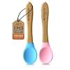 imageNutrichef 2 Piece Baby ampamp Toddler Spoon Set All Natural Wooden Spoon Set wSoft Curved Food Grade Silicone Head SelfFeeding Utensils BPA Free Toddler ampamp Child Tableware for ages 4 months 6 years