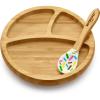 imageNutrichef Baby and Toddler plate  silicon suction 3 compartment Nontoxic Allnatural Bamboo Baby Food plate Sparkle