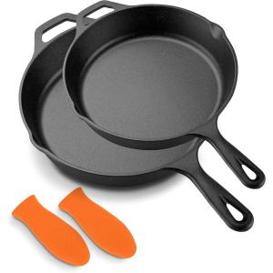 imageNutriChef 12Inch Cast Iron Skillet wLid  PreSeasoned Oven Safe Nonstick CoolTouch Silicone Handle For All Cooktops  NCCI12Black