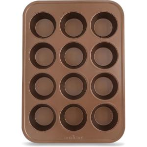imageNutriChef 12cup Blue Oven Muffin Pan NonStick Coated Layer Surface Even Heating Muffin Tray for Muffins Cupcakes Pastries ampamp Mini Pies Used for Model Number NCBK6TRnonstick muffin pan  gold