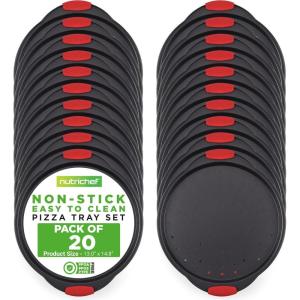 imageNutriChef 13Inch Nonstick Pizza Tray  Round Carbon Steel NonStick Pizza Pan with Perforated Holes Premium Bakeware Pizza Screen with Silicone Grip Handles Dishwasher Safe  NCBPIZ120 Pack