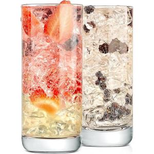imageNutriChef 142oz Highball Drinking Glasses  Set of 2 Heavy Base Tall Tumbler Clear Glassware for Water Wine Beer Liquor Gin Cocktail Whiskey Juice Iced Coffee Mixed Drinks Dishwasher SafeSet of 2