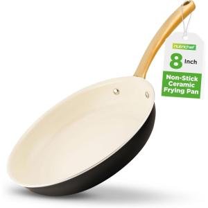 imageNutriChef 14Inch Professional Ceramic Frying Pan  ExtraLarge Skillet with Golden Titanium Handle NonStick Ceramic Coating StainResistant Easy to Clean Ideal for Home Cooking8 Frying Pan