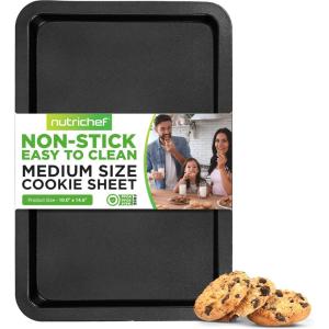 imageNutriChef 15 Non Stick Cookie Sheet Medium Black Commercial Grade Restaurant Quality Carbon Metal Bakeware Compatible with Model NCZK3B