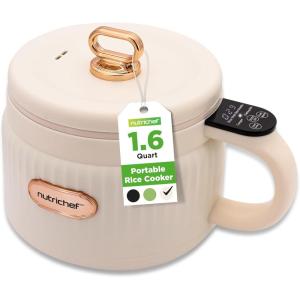 imageNutriChef 16 QT Portable Electric Rice Cooker ampamp Lunch Maker  MultiFunctional ampamp NonStick Ceramic Coating  Digital Control Panel  6 Cook Functions Rice Soup Stew Porridge ampamp More  GreenWhite