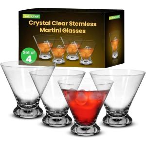 imageNutriChef 2 Martini Glasses 84 Ounce Cocktail Glass for Margarita Manhattan ampamp Cosmopolitan Martini Glass for Home Bar Evening Parties Birthdays Housewarming Gift Crystal Clear4 Glasses