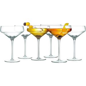 imageNutriChef 2 Sets of Crystal Martini GlassUltra ClearElegant Crystal Clear Wine Glass Pair100 Hand BlownDishwasher SafeGreat For DinnerPartiesWeddingAnd ELEGANT Occasions6 pack