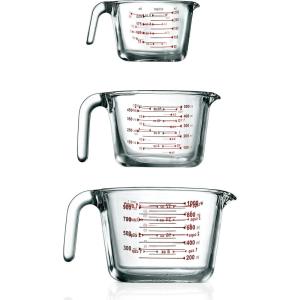 imageNutriChef 3 Pieces Measuring Cups  BPAFree Premium Heat Resistant Borosilicate Glass Measuring Cups w Handle Precise Measurement w Oz ampamp Ml Scale in 250ml 500ml ampamp 1000ml Microwave ampamp Oven Safe3 Sizes