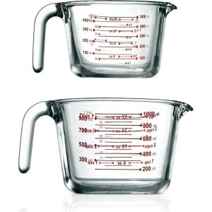 imageNutriChef 3 Pieces Measuring Cups  BPAFree Premium Heat Resistant Borosilicate Glass Measuring Cups w Handle Precise Measurement w Oz ampamp Ml Scale in 250ml 500ml ampamp 1000ml Microwave ampamp Oven Safe2 Sizes