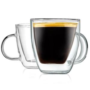 imageNutriChef 52 Oz Espresso Cups Set Of 2 Double Walled Glass Coffee Mugs For Hot And Cold Drinks Insulated Glass Coffee Mugs With Handle2 Pcs
