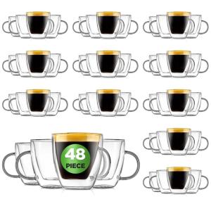 imageNutriChef 52 Oz Espresso Cups Set Of 2 Double Walled Glass Coffee Mugs For Hot And Cold Drinks Insulated Glass Coffee Mugs With Handle48 Pcs