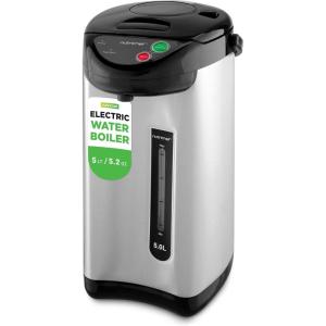 imageNutriChef 52 Qt Electric Water Kettle Quick Heating 5 Liter Digital Kettle with 5 Temperature Settings Safety Lock Stainless Steel 3 Dispensing Options Easy to Clean 846quot x 112quot x 165quot53 Quarts