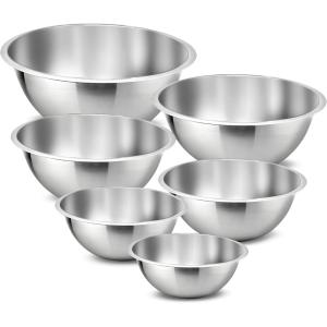 imageNutriChef 6Piece Premium Stainless Steel Mixing Bowls  Heavy Duty Stackable Nesting Bowls  Kitchen Essentials for Food Prep Marinating Mixing Salad  Dishwasher SafeMixing Bowls without Lids