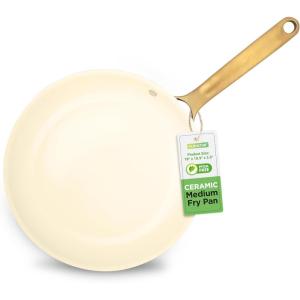 imageNutriChef 8 Small Fry Pan  Professional Home Cookware Small Skillet Nonstick Frying Pan with Golden Titanium Coated Silicone Handle Ceramic Coating StainResistant And Easy To CleanMedium