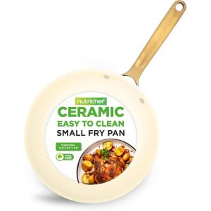 imageNutriChef 8 Small Fry Pan  Small Skillet Nonstick Frying Pan with Golden Titanium Coated Silicone Handle Ceramic Coating StainResistant And Easy To Clean Professional Home Cookware