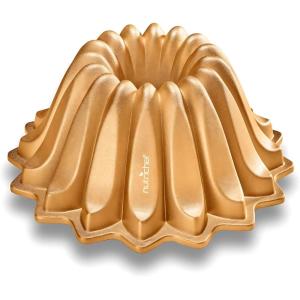 imageNutriChef 9Inch Cake Pan  Thick and Heavy Cast Aluminum Bakeware Cake Mold with 2 Layers of Nonstick Coating  Fluted Lines Design for Uniform Baking Up To 500 Degrees  Easy to Clean GoldSlope