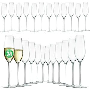 imageNutriChef Kitchen 9 Ounce Champagne Flutes Set of 2 Hand Blown Crystal Clear Champagne Glasses for Parties Weddings Party New Year Christmas and ToastingSet of 24