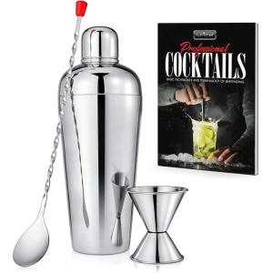 imageNutriChef Mixology Bartender Cocktail Shaker Set  Includes 15 ampamp 30 oz Stainless Steel Shakers 6 Bottle Pourers ampamp More  Essential Martini Making Kit  Drink Mixing Set  15 Piece Cocktail Bar Set3 Piece Set