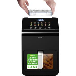 imageNutrichef Electric Air Fryer Tenderizer 63 Quart  121 Preset Cooking Functions  Includes Tenderizing Function  Digital Display  Transparent Window For Best Cooking Results  Black