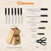 imageNutriChef 13Piece Kitchen Knife Set with Wooden Block  Precision Crafted Stainless Steel Knives with Scissors ampamp BuiltIn Sharpener  Lightweight Durable ampamp Razor Sharp  Dishwasher Safe NCKNS13