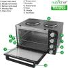 imageNutriChef 30 Quart Kitchen Convection Oven ampamp 2 Burner Cooker  1500 Watt Oven  7 Cook Functions Rotisserie Cook Bake Broil ampamp More  Includes Baking Tray Skewers ampamp Handles  196 x 160 x 135 IN