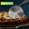 imageNutriChef 4Inch Pizza Cutter Wheel  Sharp Stainless Steel Slicer with Builtin Finger Guard ampamp NonSlip Plastic Handle  Cuts Through Crusts Bread Pies Dough ampamp More  Dishwasher Safe