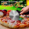 imageNutriChef 4Inch Pizza Cutter Wheel  Sharp Stainless Steel Slicer with Builtin Finger Guard ampamp NonSlip Plastic Handle  Cuts Through Crusts Bread Pies Dough ampamp More  Dishwasher Safe