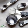 imageNutriChef 6Piece Magnetic Measuring Spoon Set  Stainless Steel Stackable Dual Sided Nesting Teaspoon to Tablespoon For Dry ampamp Liquid Ingredients Stylish Rustproof ampamp EasytoClean  Silver