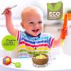 imageNutriChef Bamboo Baby Feeding Bowl  Wooden Infant Toddler Dish and Spoon Set wSilicone Suction Base for Stay Put Eating For Children Aged 472 Months SparkleBowl