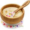imageNutriChef Bamboo Baby Feeding Bowl  Wooden Infant Toddler Dish and Spoon Set wSilicone Suction Base for Stay Put Eating For Children Aged 472 Months Star BowlSmall