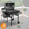 imageNutriChef Charcoal Grill Offset Smoker with Cover Portable Stainless Steel Grill Outdoor Camping BBQ and Barrel Smoker BlackCharcoal