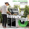 imageNutriChef HeavyDuty 5Burner Propane Gas Grill  Stainless Steel Grill 4 Main Burner with 1 side burner 52000 BTU Grilling Capacity Electronic Ignition System Builtin Thermometer  NCGRIL2Gas Grill