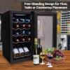 imageNutriChef PKCWC340 Wine Fridge 34 Bottle Single Zone Beverage Chiller 935L Capacity 33x19x17 IN BlackBlack