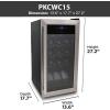 imageNutriChef PKCWC340 Wine Fridge 34 Bottle Single Zone Beverage Chiller 935L Capacity 33x19x17 IN BlackStainless Steel