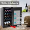 imageNutriChef PKCWC340 Wine Fridge 34 Bottle Single Zone Beverage Chiller 935L Capacity 33x19x17 IN BlackStainless Steel