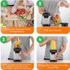 imageNutriChef Personal Electric Single Serve Blender  Small Professional Kitchen Countertop Mini Blender for Shakes ampamp Smoothies Pulse Blend Convenient Lid Cover Portable 20 ampamp 24 oz Cups Black