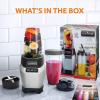 imageNutriChef Personal Electric Single Serve BlenderSmall Professional Kitchen Countertop Mini Blender for Shakes and Smoothies wPulse Blend Convenient Lid Cover Portable 20 ampamp 24 Oz Cups NCBL10005Assorted