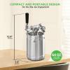 imageNutriChef Pressurized Growler Tap System 128oz Stainless Steel Mini Keg Dispenser Portable Kegerator Kit Co2 Pressure Regulator Keeps Carbonation for Craft Beer Draft and HomebrewSingle Wall