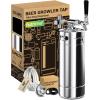 imageNutriChef Pressurized Growler Tap System 128oz Stainless Steel Mini Keg Dispenser Portable Kegerator Kit Co2 Pressure Regulator Keeps Carbonation for Craft Beer Draft and HomebrewSingle Wall