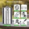 imageNutriChef Pressurized Growler Tap System 64oz Stainless Steel Mini Keg Dispenser Portable Kegerator Kit Co2 Pressure Regulator Keeps Carbonation for Craft Beer Draft and Homebrew