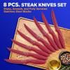 imageNutriChef Steak Knife Set of 8  Premium Serrated Stainless Steel Kitchen Knife Set  Ergonomic Design Sharp Blades NonStick ampamp RustResistant  Perfect for Home BBQs ampamp Restaurants BlackRed