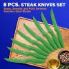 imageNutriChef Steak Knife Set of 8  Premium Serrated Stainless Steel Kitchen Knife Set  Ergonomic Design Sharp Blades NonStick ampamp RustResistant  Perfect for Home BBQs ampamp Restaurants BlackGreen