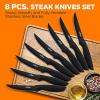 imageNutriChef Steak Knife Set of 8  Premium Serrated Stainless Steel Kitchen Knife Set  Ergonomic Design Sharp Blades NonStick ampamp RustResistant  Perfect for Home BBQs ampamp Restaurants BlackBlack