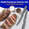 imageNutriChef Steak Knife Set of 8  Premium Serrated Stainless Steel Kitchen Knife Set  Ergonomic Design Sharp Blades NonStick ampamp RustResistant  Perfect for Home BBQs ampamp Restaurants BlackGray